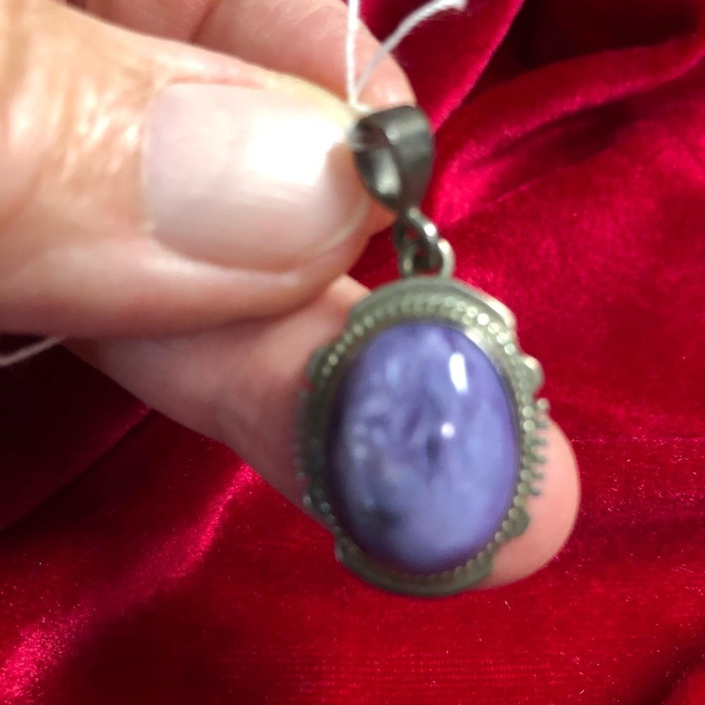 Charoite earrings and pendant set. Sterling silver - Picture 2 of 5
